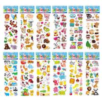 12 Lapų/Pakuotėje Vaikų Lipdukai 3D Iškilūs Didmeninė Prekyba Animacinių Filmukų Zoologijos Sodo Gyvūnai / Vaisiai Įvairūs Scrapbooking Lipdukai Mergaitei Berniukui Gimtadienio Dovana blue