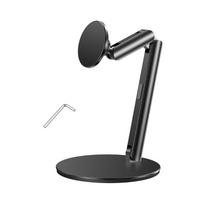 Ergonomiškas aliuminio telefono laikiklis su stipriu magnetu, saugiu laikymu, aukščio ir kampo reguliavimu biurui, žaidimams, transliacijoms sidabras