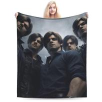 Residents Evils 9 Leon Keneddy Blanket Multi-size Warm Cozy Fluffy Games Throw Blankets for Couch Sofa and Bed 75x90cm gray