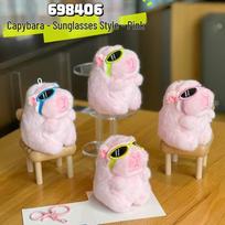 Adorable Capybara Sunglasses & Keychain Claw Machine Doll Pendant 12 cm white