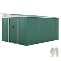 Garden Metal Storage Shed Outdoor Metal Tool House with Double Sliding Doors and 2 Air Vents, 11.3x9.2ft, Green 280 x 345 x 201 cm žalia