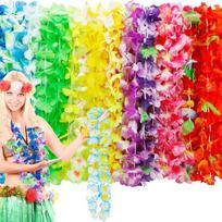 24/50/100Pcs Vibrant Silk Flower Necklace Colorful Faux Flower Garland Necklace  Wedding Celebration 24Pcs yellow