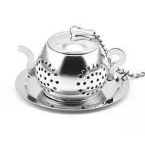 Strainer for Herbal Spice Teaware Ceremony Accessories Gold Teapot Shaped Stainless Steel Loose Leaf Tea Infuser Reusable Tea sidabras