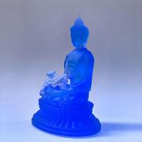 Ancient Glass Medicine Buddha with Gold Foil for Home Temple and Living Room Decor gray