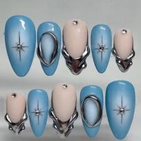24pcs French Fake Nails Long Almond Press on Nails Manicure Nail Tips  Women W1914 black