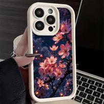 Phone Case for iPhone 17 Air 16E 15 16 Pro Max Dreamy Night Cherry Blossom Tree Cover 14 Plus 13 12 Mini Soft Shell Silicone Fun iPhone 14 Pro Max gray
