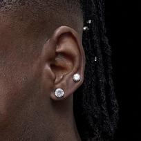 Deimantiniai auskarai-studukai berniukams Ausies klipsai be pradurto Auskarai Stilingi Madingi Europos ir Amerikos stiliaus Hip Hopas Gražūs Super Blizgūs 8mm Single black