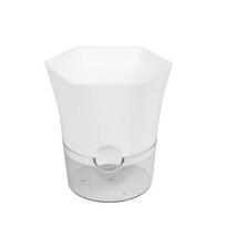 Self Watering Flower Pot Plastic Hydroponics Plants Pot Transparent Double Layer Flowerpot Cotton Rope With Injection Port Set XS white