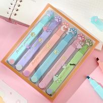 6-Pack Fluorescent Highlighter Pens - Large Capacity, Stylish Design, Perfect for Students and Journaling gray