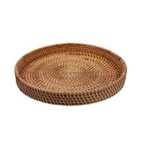 Apvalus padėklas vakarienėms ir dekoravimui, pintas kavos staliuko lėkštė One Size beige
