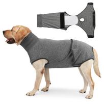Breathable Dog Surgery Recovery Suit,Dog Recovery Onesie After Spay Abdominal Wounds, Anti Licking Cone E-Collar Alternative XS（old） gray