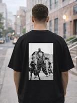 Thick Black Oversized T-Shirt with DMX Print XL gray