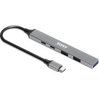 Port Connect USB-C Hub 900163, 1xUSB-C, 1xUSB-C (maitinimas), 2xUSB-A 2.0, 1xUSB-A 3.2, 100W, aliuminio korpusas, plonas dizainas