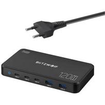Blitzwolf BW-i100 įkroviklis, 5-in-1, 120W, 2xUSB-A, 3xUSB-C, PD3.0, QC3.0, 100-240V, 5-20V, 1.5-3A, kompaktiškas