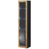 Cama Meble VIGO vitrina VIGOWIT180 CZ/W, 1800x400x300mm, 1 durys, 4 lentynos, juoda/ąžuolas, matinis