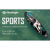SKATINGER Grey Sports pripučiama SUP lenta, 3500mm, 890mm, 170kg, 1 irklas, kuprinė, remonto pleistras