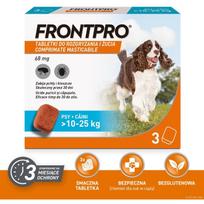 FRONTPRO tabletės nuo blusų ir erkių šuniui (>10-25 kg), 3x68mg, 612473, vidutinė veislė, šuniukas nuo 8 sav.