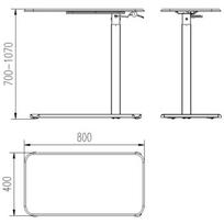 Unique LAPTOP DESK 17-QC402-W-W, 800x400mm, 700-1070mm, 8kg, baltas, plienas, MDF, PVC, melaminas, reguluojamas, ratukai