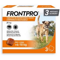FRONTPRO tabletės nuo blusų ir erkių šunims >4-10 kg, 3x28,3 mg, 612471