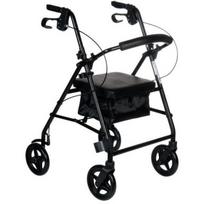 Reha Fund RF-610 keturratis reabilitacinis vaikščiojimo rėmas, juodas, 136 kg, 7,8 kg, aliuminis, sulankstomas, ergonomiška sėdynė