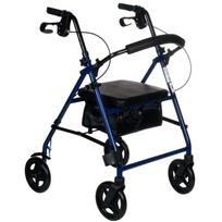 Reha Fund RF-610/N keturratis vaikščiojimo rėmas, mėlynas, 136 kg, aliuminis, sulankstomas, ergonomiška sėdynė