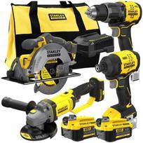 Stanley SFMCK459M2S-QW, 4 dalių elektrinių įrankių rinkinys, 18V, 2x4Ah Li-Ion, 2A įkroviklis, smūginis gręžtuvas