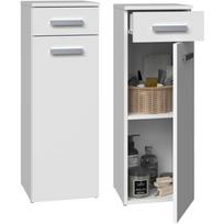 Topeshop NEL V DS BIEL vonios kambario spintelė, balta, M-MP-SL-NEL-V DS-BIA, 300x300x850mm, 1 durys, 1 stalčius, 3 lentynos