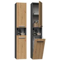 Topeshop NEL III ANT/ART vonios kambario spintelė, 300mm, 310mm, 1740mm, 2 durys, 5 lentynos, matinis, laisvai pastatomas
