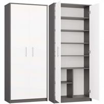 Top E Shop OLIV uždara lentyna, 740x350x1800mm, 2 durys, 8 lentynos, antracitas/balta, medžio drožlių plokštė, matinė