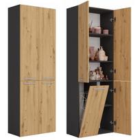 Topeshop NEL 1K DD ANT/ART KP vonios spintelė, M-MP-SL-NEL-1K/DD-ANTA, 600mm, 1740mm, 300mm, 4 durys, 5 lentynos, matinis