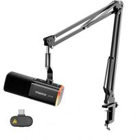 MAONO PD100WS dinaminis mikrofonas, USB-C/2.4GHz, kardioidinis, 50-16000Hz, 125dB, 1500mAh, 40h, RGB, AI triukšmo mažinimas