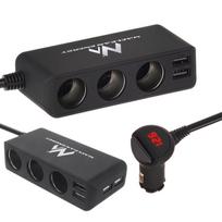 Maclean MCE117 automobilinio lizdo šakotuvas, 3 lizdai, 4x USB, voltmetras