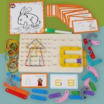 Geometry nail board teaching aids puzzle variety of creative graphics space thinking exercise kindergarten children early education orange