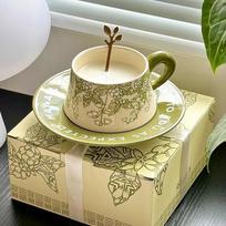 Vintage lily of the valley ceramic egg cup coffee cup saucer latte latte flower cup afternoon tea exquisite souvenir gift 300ml white