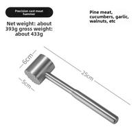 304 Stainless Steel Meat Tenderizer Mallet Dual Side Heavy Duty Meat Hammer for Steak Beef Chicken Pounder gray
