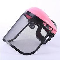 1PCS Stainless Steel Garden Grass Trimmer Safety Helmet Hat with Full Face Mesh Splash Proof Face Screen Safety Protective Mask rožinė