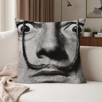Pop Art Salvador Dali Towel Pillow Case Suitable For Bedrooms Living Rooms Cars Home Decoration Peach skin 18*18(CM)-1Pcs gray