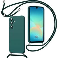 Case for Samsung Galaxy A27 5G, Soft Liquid Silicone Protection with Night Green Cord žalia