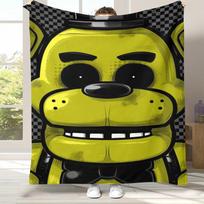 Baisusis Freddy F-FNAF žaidimai Flanelinis pledas, Itin minkštas šiltas pliušinis užklotas namams miegamojo lovai sofai biurui stovyklavimui iškylai 75x90cm yellow