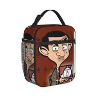 Mr Bean  Insulated Lunch Bags Cooler Bag Reusable,Meal Container Rowan Atkinson High Capacity Tote Lunch Box Beach  Travel One Size black