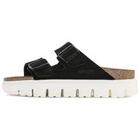 Birkenstock zomšiniai minkšti patogūs storapadžiai šlepetės moteriškos basutės juodos 1023717 39 black