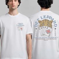 Def Leppard Las Vegas Residency 2026 Leopard Poker Graphic Tee Classic Rock Streetwear Casual Unisex S white