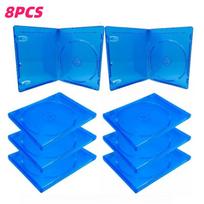8/15pcs Blue Single CD/DVD Case 11mm Dustproof Resistant Disc Storage Boxes with Slot Protective Sleeves for Games Movie & Music blue