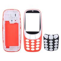 Visas surinkimo korpuso dangtelis su klaviatūra, skirtas Nokia 3310 raudona