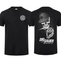 2026 Skull Sig Sauer Never Settle T-and kids tshirt, Gift For Sig Sauer Fan, Unisex Short 120 gray