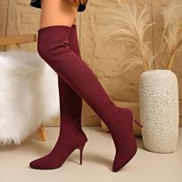 Madingi Smailianosiai Stiletto Tamprios Odinės Siauros Ilgaaulės Batai Aukštakulniai Moteriški 2025 Nauji Didelio Dydžio Aukšti ViršKelių Batai 35 brown