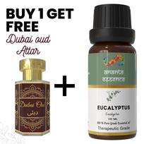 Eukalipto 10 ml eterinis aliejus aromaterapijai ir namų kvapui su 5 ml Dubajaus Oud Attar | Eterinis aliejus difuzoriui