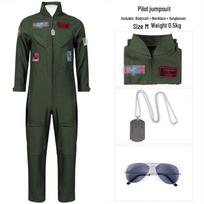 2025 Children's Military Green Pilot Cosplay Uniform for Stage Performance and Role-Playing 110 cm gray
