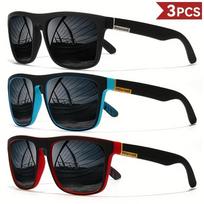 3PCS Fantasy cool classic polarized square fashion glasses for men and women outdoor sports party vacation travel driving fish black
