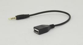 AUX įėjimo laidas, USB lizdas - 3.5mm kištukas, 15cm ilgis